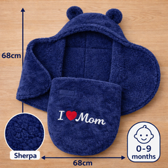 BRANDONN Newborn Hooded Baby Blanket & Bath Towel with Love Embroidery (0–9 Months)