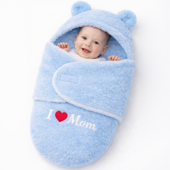BRANDONN Newborn Hooded Baby Blanket & Bath Towel with Love Embroidery (0–9 Months)