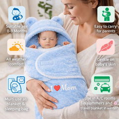 BRANDONN Newborn Hooded Baby Blanket & Bath Towel with Love Embroidery (0–9 Months)