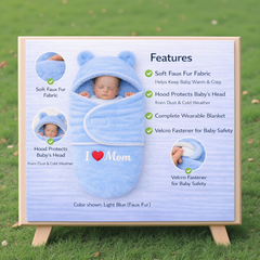 BRANDONN Newborn Hooded Baby Blanket & Bath Towel with Love Embroidery (0–9 Months)
