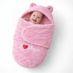 BRANDONN Newborn Hooded Baby Blanket & Bath Towel with Love Embroidery (0–9 Months)