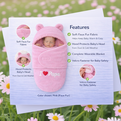 BRANDONN Newborn Hooded Baby Blanket & Bath Towel with Love Embroidery (0–9 Months)