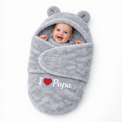 BRANDONN Newborn Hooded Baby Blanket & Bath Towel with Love Embroidery (0–9 Months)