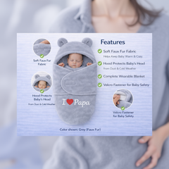 BRANDONN Newborn Hooded Baby Blanket & Bath Towel with Love Embroidery (0–9 Months)