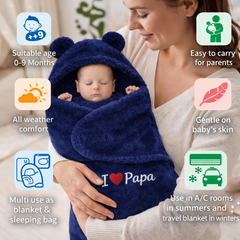 BRANDONN Newborn Hooded Baby Blanket & Bath Towel with Love Embroidery (0–9 Months)