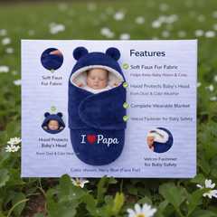 BRANDONN Newborn Hooded Baby Blanket & Bath Towel with Love Embroidery (0–9 Months)