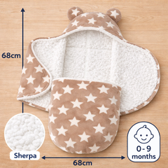 BRANDONN Newborn Hooded Baby Blanket (0–9 Months), Star Print