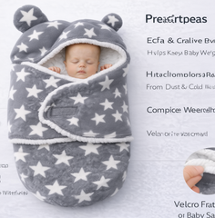 BRANDONN Newborn Hooded Baby Blanket (0–9 Months), Star Print