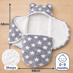BRANDONN Newborn Hooded Baby Blanket (0–9 Months), Star Print
