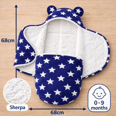 BRANDONN Newborn Hooded Baby Blanket (0–9 Months), Star Print