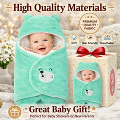 BRANDONN Hooded Smiley Baby Swaddle Blanket (0–9 Months, Pack of 1)