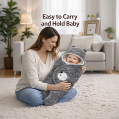 BRANDONN Hooded Smiley Baby Swaddle Blanket (0–9 Months, Pack of 1)