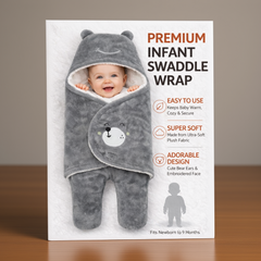BRANDONN Hooded Smiley Baby Swaddle Blanket (0–9 Months, Pack of 1)