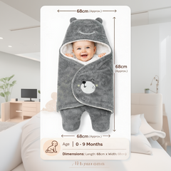 BRANDONN Hooded Smiley Baby Swaddle Blanket (0–9 Months, Pack of 1)