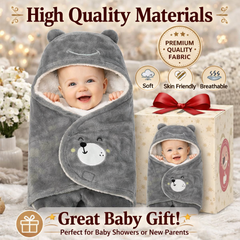 BRANDONN Hooded Smiley Baby Swaddle Blanket (0–9 Months, Pack of 1)