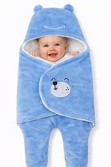 BRANDONN Hooded Smiley Baby Swaddle Blanket (0–9 Months, Pack of 1)