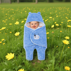 BRANDONN Hooded Smiley Baby Swaddle Blanket (0–9 Months, Pack of 1)