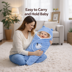 BRANDONN Hooded Smiley Baby Swaddle Blanket (0–9 Months, Pack of 1)