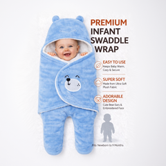 BRANDONN Hooded Smiley Baby Swaddle Blanket (0–9 Months, Pack of 1)