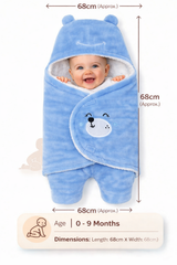 BRANDONN Hooded Smiley Baby Swaddle Blanket (0–9 Months, Pack of 1)