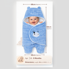 BRANDONN Hooded Smiley Baby Swaddle Blanket (0–9 Months, Pack of 1)