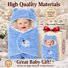 BRANDONN Hooded Smiley Baby Swaddle Blanket (0–9 Months, Pack of 1)