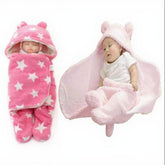 First Kick New Born Sleeping Bag Combo Pack of Super Soft Wearable Baby Wrapper Durable Fleece Polyester Cum Baby Sleeping Bag for Boys, Baby Girls, Babies (76cm x 70cm, 0-6 Months) Pack of 2 Pink