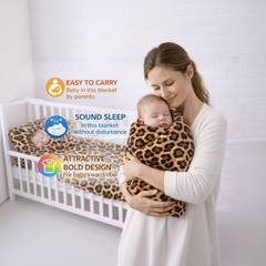 BRANDONN New born Baby Blanket Gift Pack of Crib Swaddle Sheet Wrapper Puppies & leopard Prints Pack of 1 Pc, (0 - 12 Months)