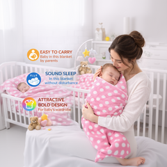 BRANDONN Newborn Baby Swaddle Blanket Gift Pack – Polka Print, 100 x 75 cm (0–12 Months)