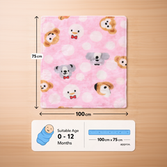 BRANDONN New born Baby Blanket Gift Pack of Crib Swaddle Sheet Wrapper Puppies & leopard Prints Pack of 1 Pc, (0 - 12 Months)