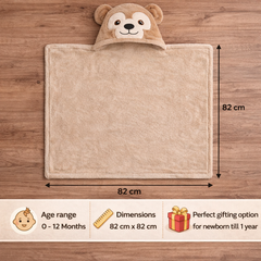 BRANDONN Newborn Hooded Baby Swaddle Blanket – Crib Wrapper (82 x 82 cm, 0–12 Months, 1 Pc)
