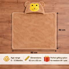 BRANDONN Newborn Hooded Baby Swaddle Blanket – Crib Wrapper (82 x 82 cm, 0–12 Months, 1 Pc)