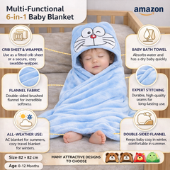 BRANDONN Newborn Hooded Baby Swaddle Blanket – Crib Wrapper (82 x 82 cm, 0–12 Months, 1 Pc)