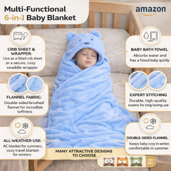 BRANDONN UltraSoft Hooded Baby Bath Towel