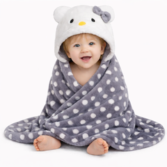 BRANDONN Hooded Baby Blanket | Polka Print | 82x82 cm | 0-12 Months | 1 Pc.