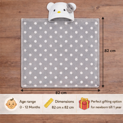 BRANDONN Newborn Polka Dot Ultra-Soft Hooded Baby Bath Towel & Bath Gown