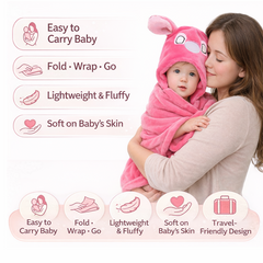 BRANDONN Newborn Hooded Baby Swaddle Blanket – Crib Wrapper (82 x 82 cm, 0–12 Months, 1 Pc)