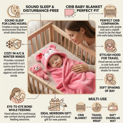 BRANDONN Newborn Hooded Baby Swaddle Blanket – Crib Wrapper (82 x 82 cm, 0–12 Months, 1 Pc)