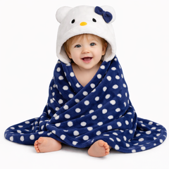 BRANDONN Hooded Baby Blanket | Polka Print | 82x82 cm | 0-12 Months | 1 Pc.