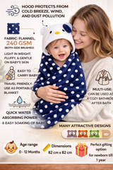 BRANDONN Newborn Polka Dot Ultra-Soft Hooded Baby Bath Towel & Bath Gown
