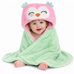 BRANDONN Hooded Newborn Baby Blanket & Swaddle Wrapper, Ultra Soft, 82 x 82 cm, 0–12 Months, Pack of 1