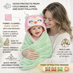 BRANDONN Newborn Hooded Baby Swaddle Blanket – Crib Wrapper (82 x 82 cm, 0–12 Months, 1 Pc)