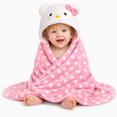 BRANDONN Newborn Polka Dot Ultra-Soft Hooded Baby Bath Towel & Bath Gown