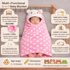 BRANDONN Newborn Polka Dot Ultra-Soft Hooded Baby Bath Towel & Bath Gown