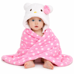 BRANDONN Hooded Baby Blanket | Polka Print | 82x82 cm | 0-12 Months | 1 Pc.