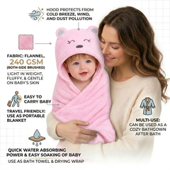 BRANDONN Newborn Hooded Baby Swaddle Blanket – Crib Wrapper (82 x 82 cm, 0–12 Months, 1 Pc)