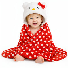 BRANDONN Hooded Baby Blanket | Polka Print | 82x82 cm | 0-12 Months | 1 Pc.