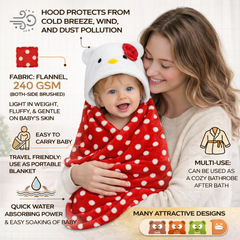 BRANDONN Newborn Polka Dot Ultra-Soft Hooded Baby Bath Towel & Bath Gown