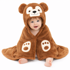 BRANDONN Hooded Newborn Baby Blanket & Swaddle Wrapper, Ultra Soft, 82 x 82 cm, 0–12 Months, Pack of 1