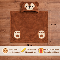 BRANDONN Newborn Hooded Baby Swaddle Blanket – Crib Wrapper (82 x 82 cm, 0–12 Months, 1 Pc)